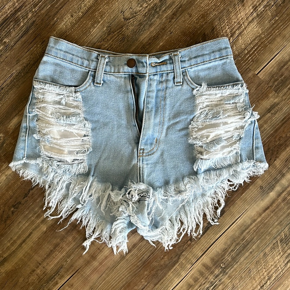 Mid rise jean shorts